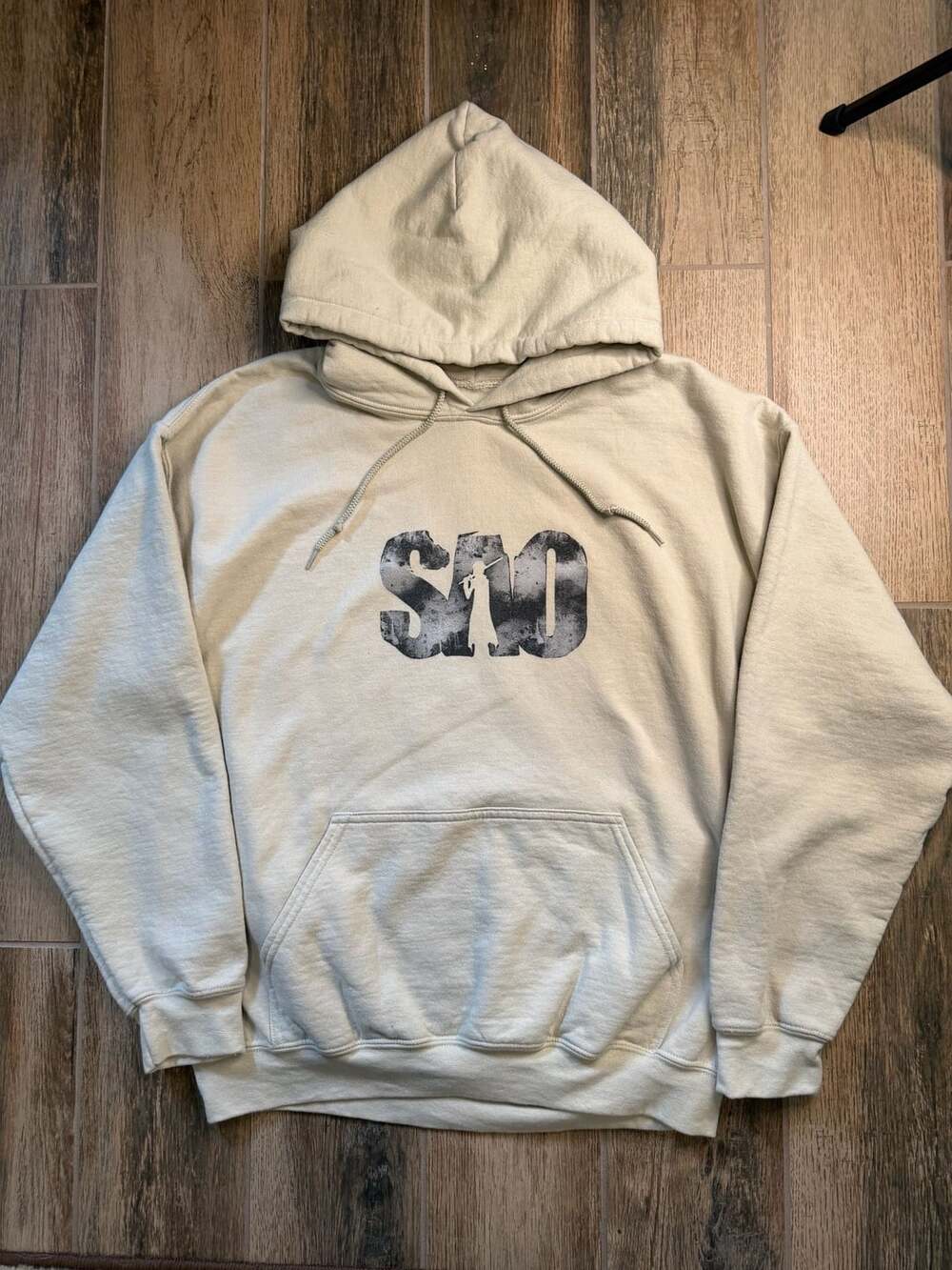 Sword Art Online Anime Hoodie Cream Beige Pullover Adult L